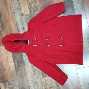 Imp Originals Red Wool Blend Hooded Coat with Toggle Closure, Size 5